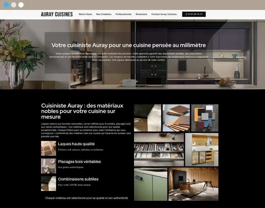 Création du site vitrine Auray Cuisines - Agence web Auray (56)