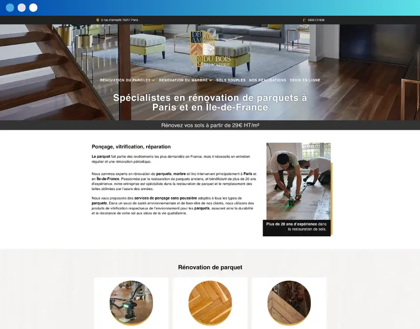 creation site wordpress pour du bois au marbre a paris 75