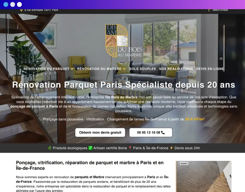 Création site internet menuisier