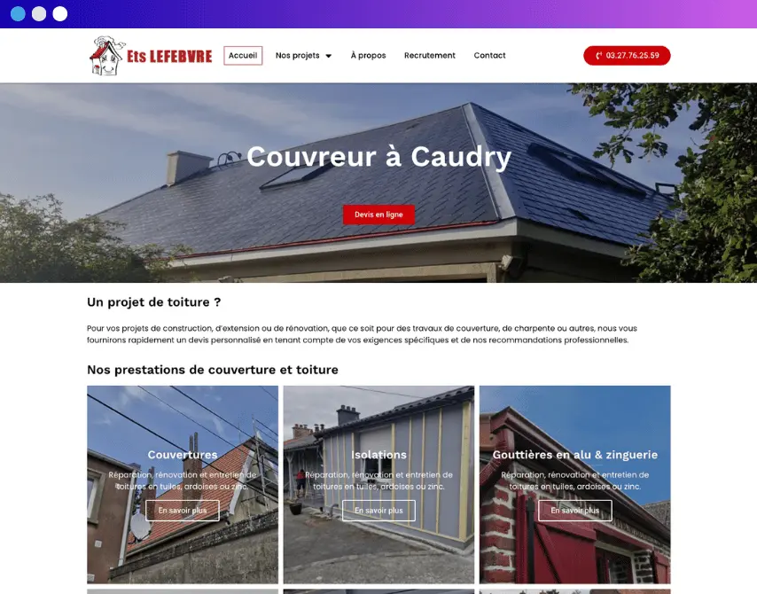 Création site wordpress Lefbvre Couvertures - Agence web Cambrai