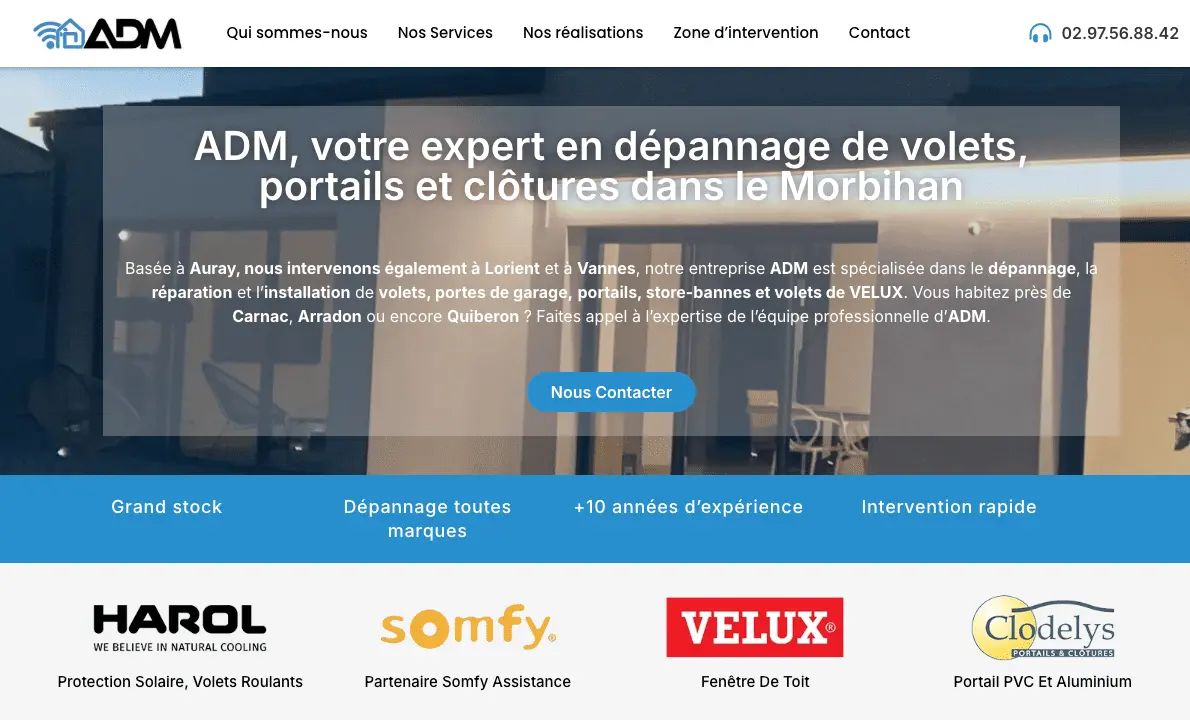 création site adm56 - refonte site créé par solocal - agence web auray